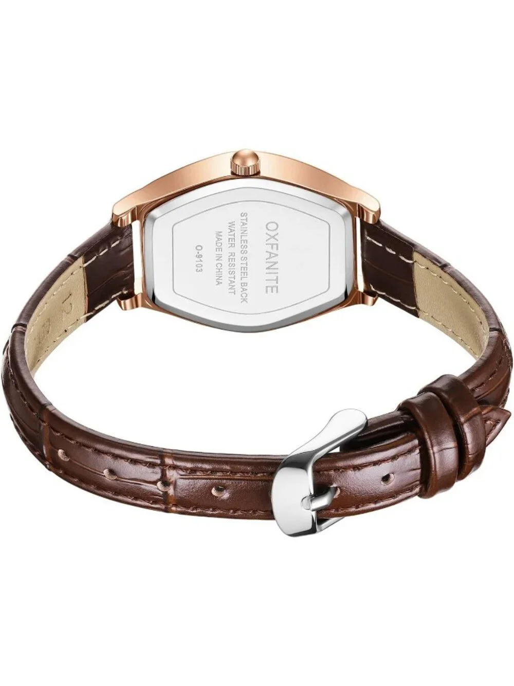 Women's Brown And Black Analog Leather Band Elegant Barrel-Shaped Classic Watch